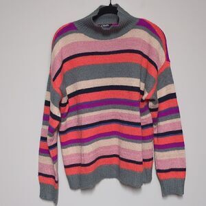 Chaps Mock Neck Striped Sweater
